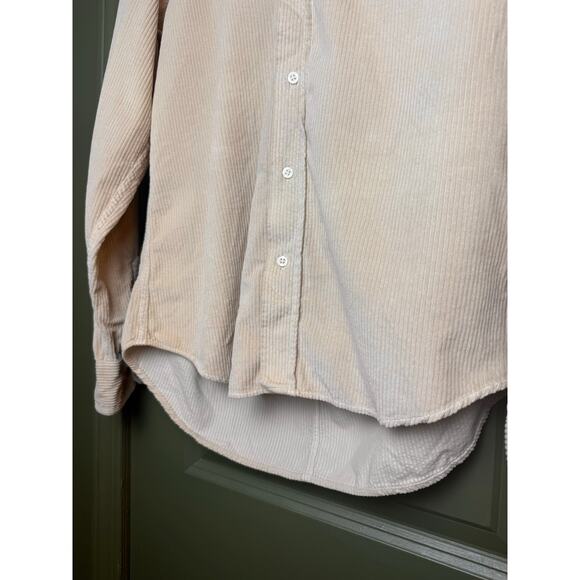 Frank & Eileen LUKE Relaxed Fit Corduroy Long Sleeve Soft Button-Up Shirt Tan XS - Picture 3 of 9